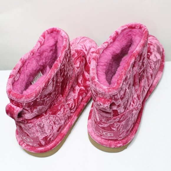 UGG 1142070K Classic Mini II Velvet Boot Pink Raspberry Fur US Size 4 EUC - Picture 5 of 8
